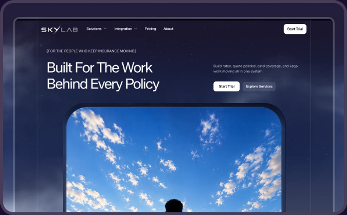 Skylab insurance software landing page preview