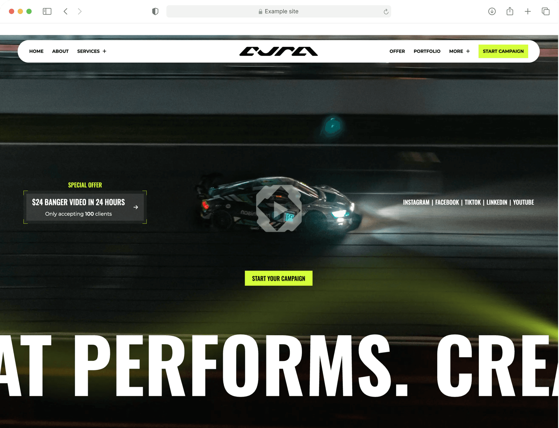 aura creations landing page