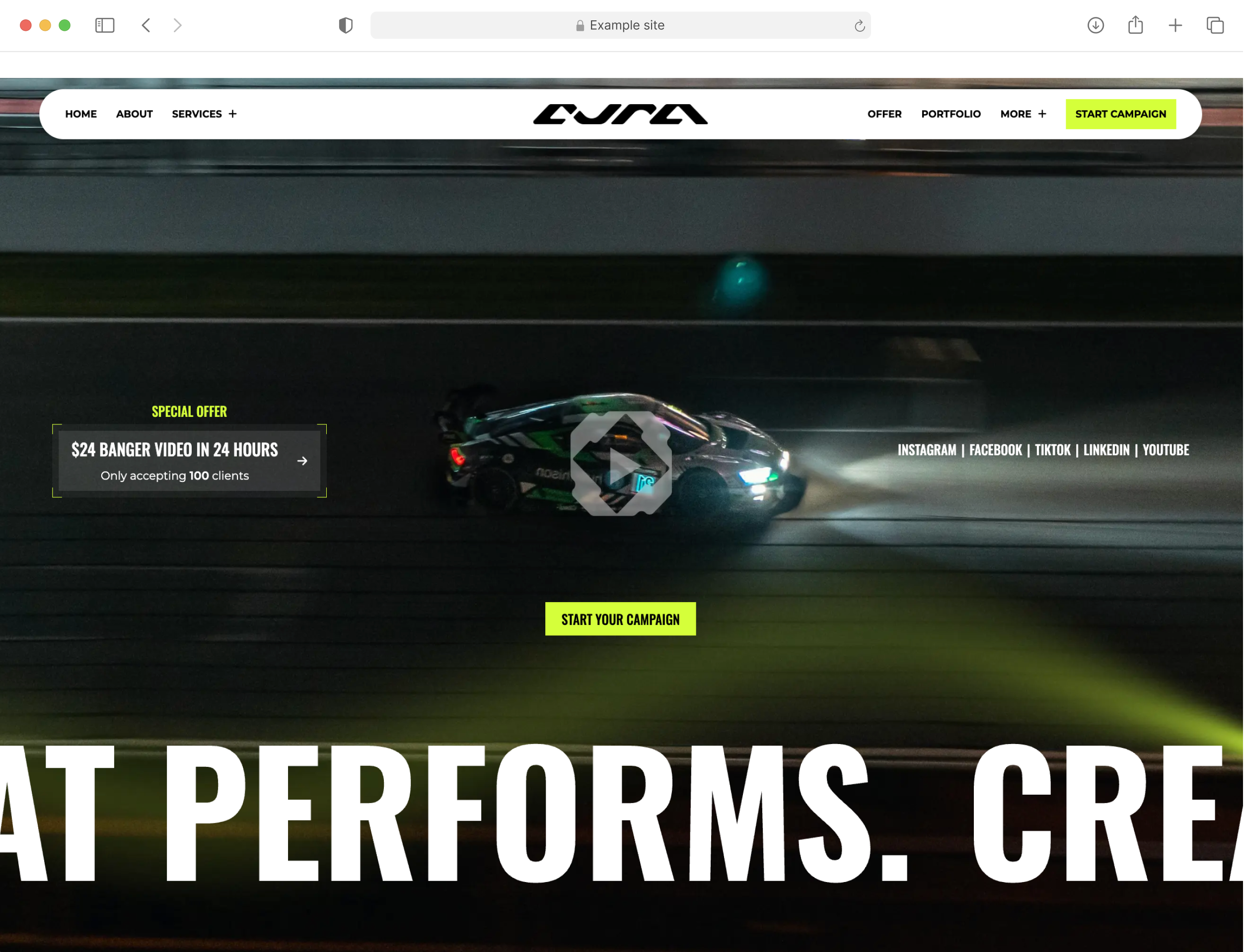 aura creations landing page